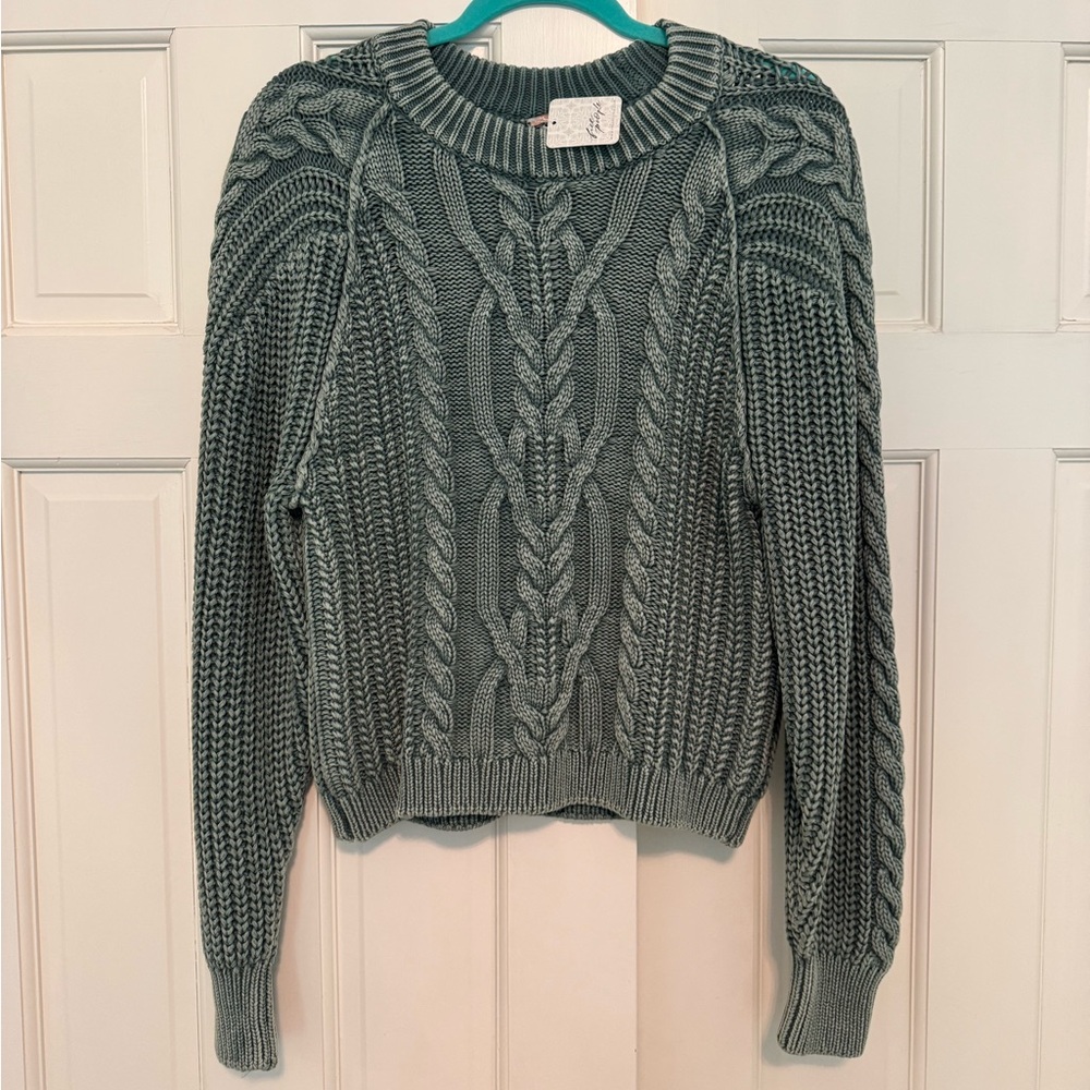 Free People Cable Knit Sweater - Green